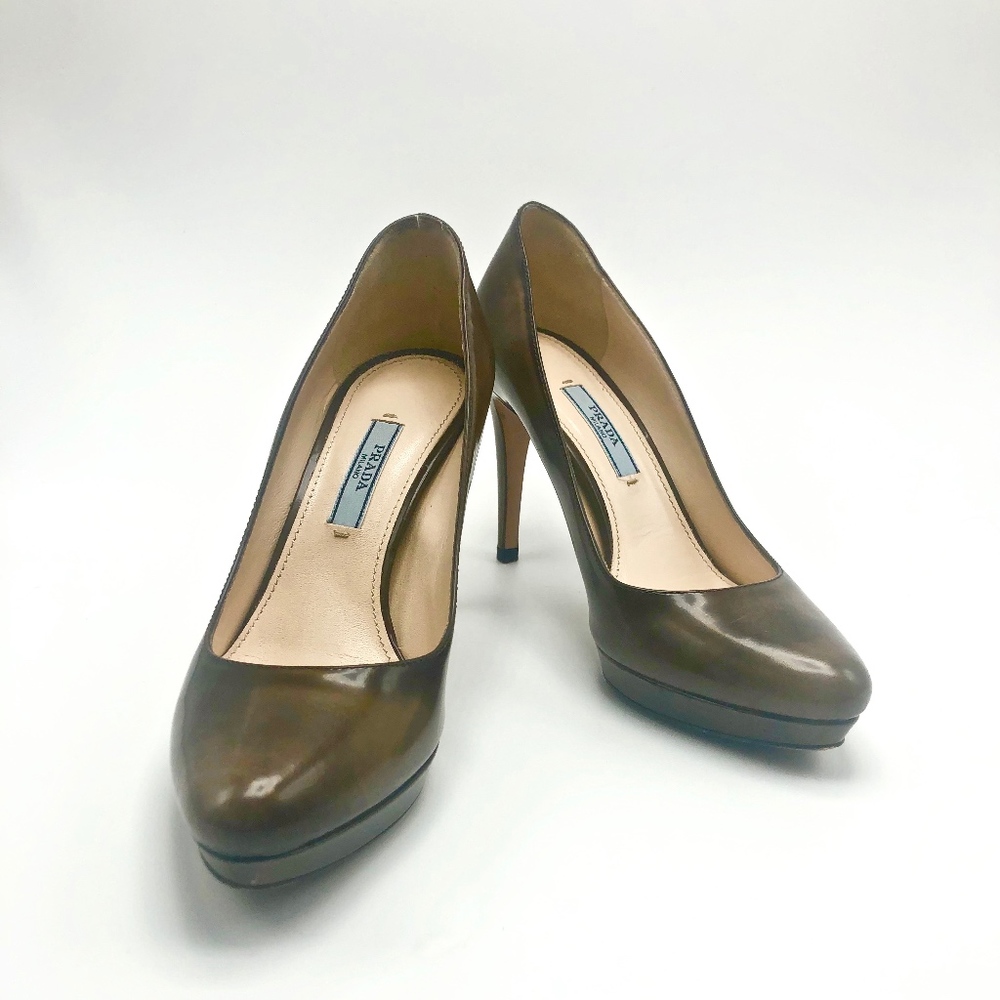 PRADA heels, two-toned Brown Leather - WORN ONCE